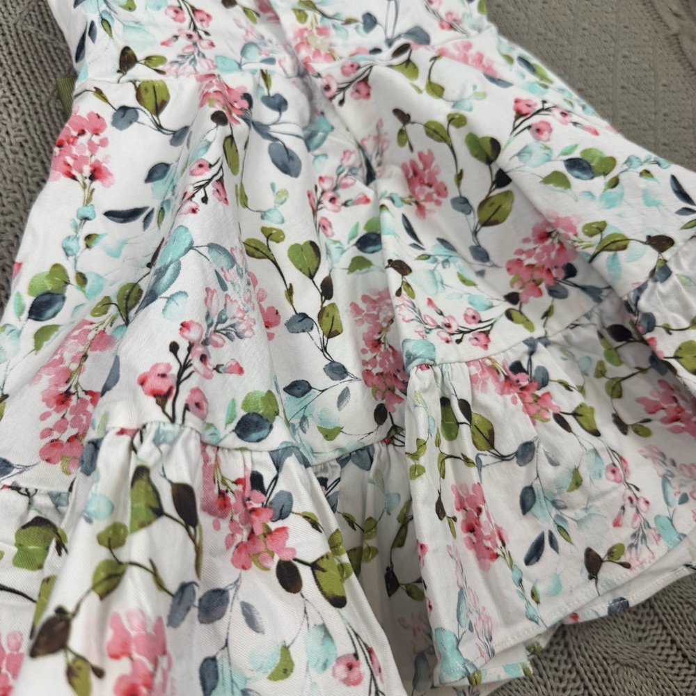 Erika Schnurbusch Floral Girls Dress with Green Bow ~ 2 - Picture 9 of 10